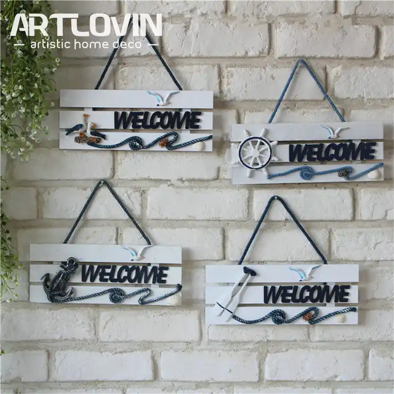 Mediterranean Nautical Style Wood Plaques Home Decor Hanging Door
