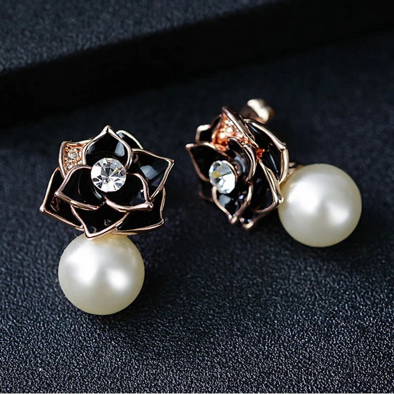 MOONROCY Simulated Pearl Earrings Cubic Zirconia Rose Gold Color Black Rose Crystal Earring for Women Girls Dropshipping Gift
MOONROCY Simulated Pearl Earrings Cubic Zirconia Rose Gold Color Black Rose Crystal Earring for Women Girls Dropshipping Gift