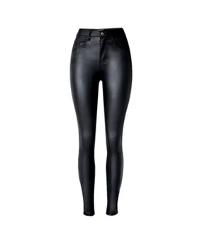 2018 Punk Women's High Waist Slim Stretch Coated Imitation Leather Pants Denim Pants PU Pocket Locomotive Tight Pants
2018 Punk Women's High Waist Slim Stretch Coated Imitation Leather Pants Denim Pants PU Pocket Locomotive Tight Pants