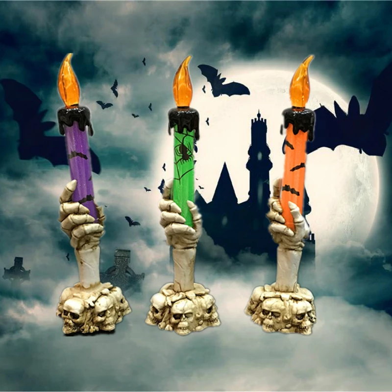 High Quality Skull Bone Hand LED Candle Light Haunted House Castle Bar Horror Scene Layout Props Halloween Party Decor supplies
High Quality Skull Bone Hand LED Candle Light Haunted House Castle Bar Horror Scene Layout Props Halloween Party Decor supplies