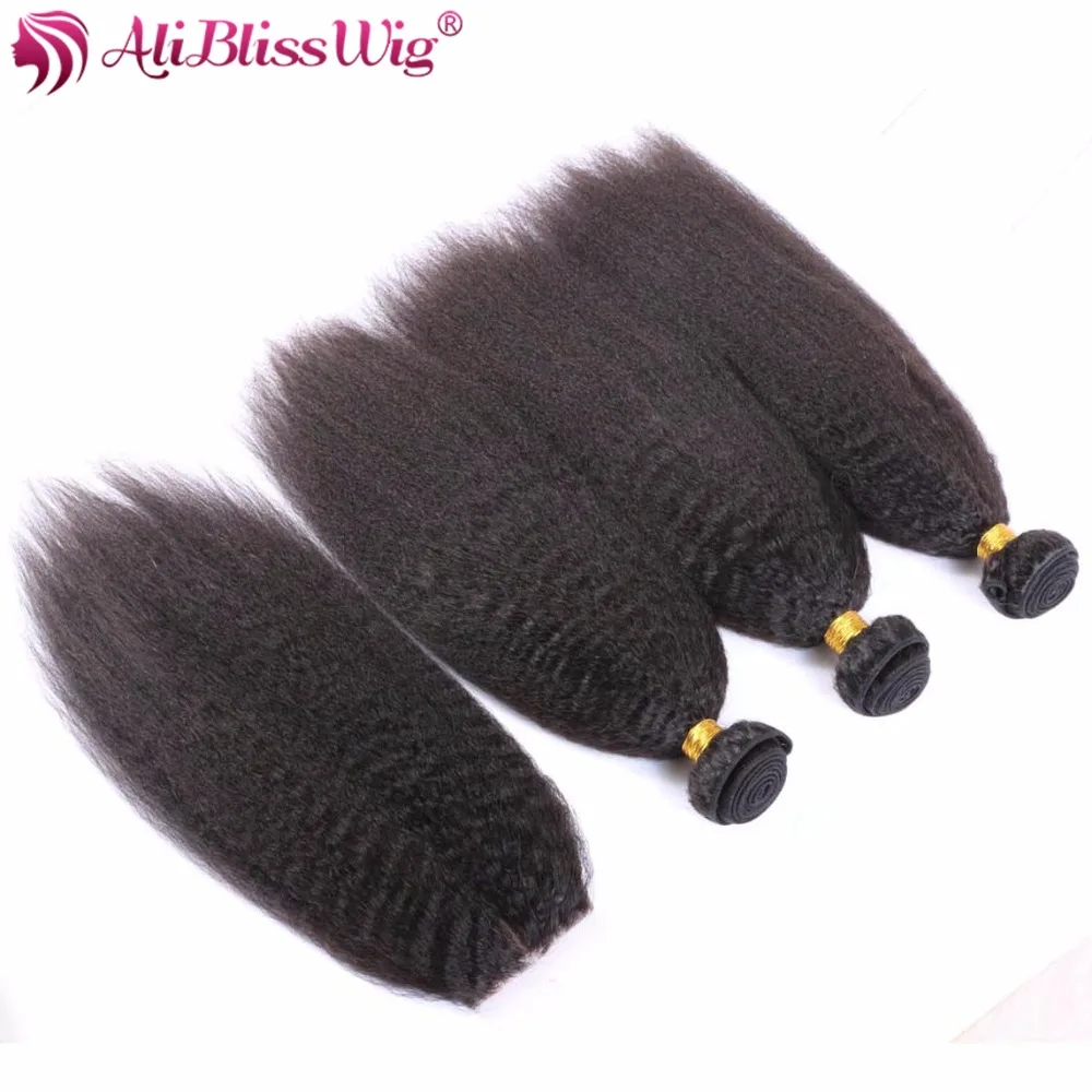 AliBlissWig Kinky Straight Human Hair Bundles With Closure Brazilian Remy Italian Yaki Hair Weft And 3.5*4 Lace Closure
AliBlissWig Kinky Straight Human Hair Bundles With Closure Brazilian Remy Italian Yaki Hair Weft And 3.5*4 Lace Closure