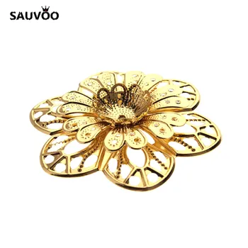 SAUVOO 15pcs/lot Dia 60mm Gold Palted Metal Filigree Flower Bead Caps Wraps Connectors for Embellishment Jewelry Making Supplies
SAUVOO 15pcs/lot Dia 60mm Gold Palted Metal Filigree Flower Bead Caps Wraps Connectors for Embellishment Jewelry Making Supplies