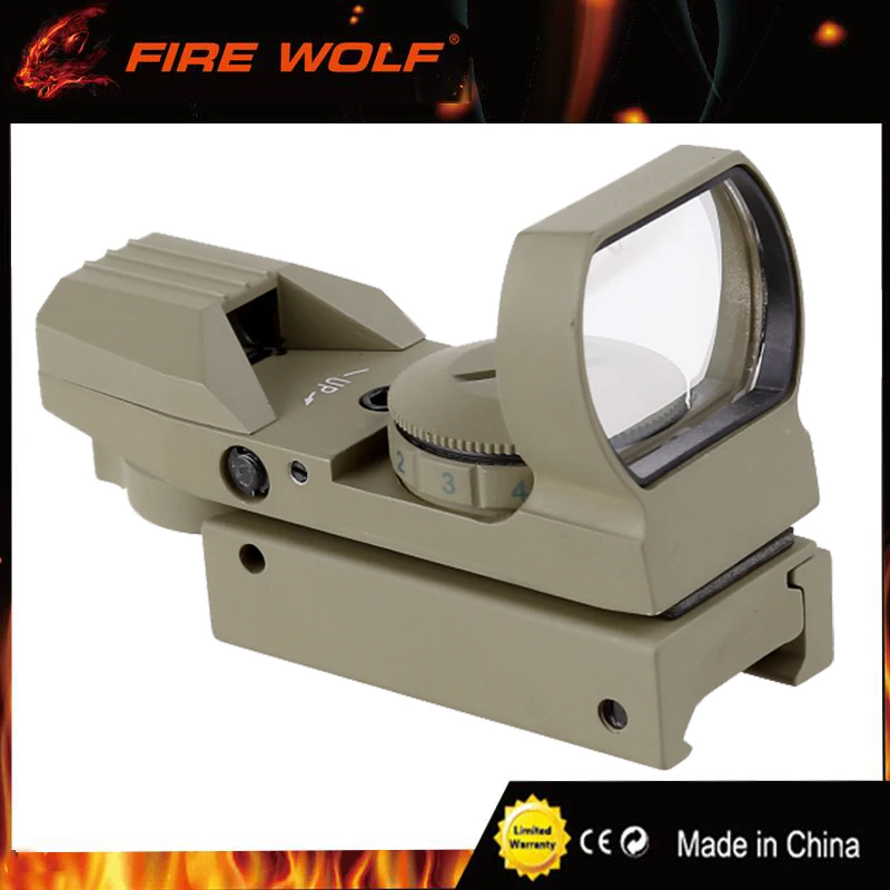 FIRE WOLF Holographic Scope Reflex Sights Green Red Dot Sight With 4 Reticle Fit For 20mm Rail Gun TAN Color
FIRE WOLF Holographic Scope Reflex Sights Green Red Dot Sight With 4 Reticle Fit For 20mm Rail Gun TAN Color