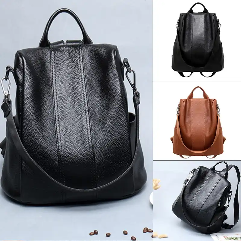 leather backpack anti theft