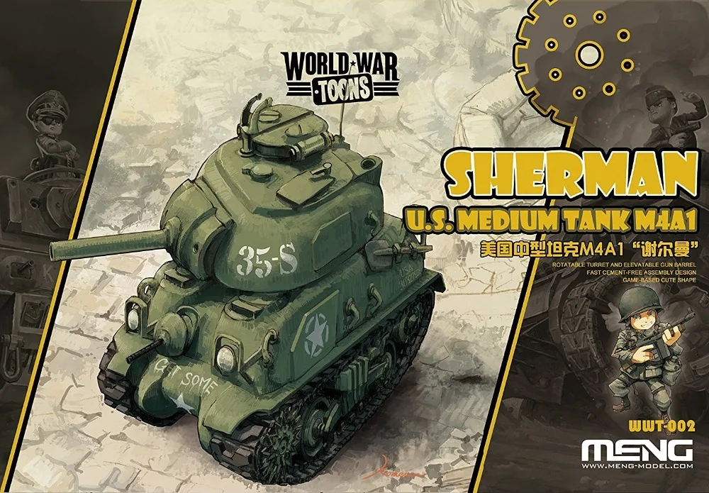 Q Version MENG WWT 002 WorldWar Toons M4A1 Sherman tank (no glue) model hobby