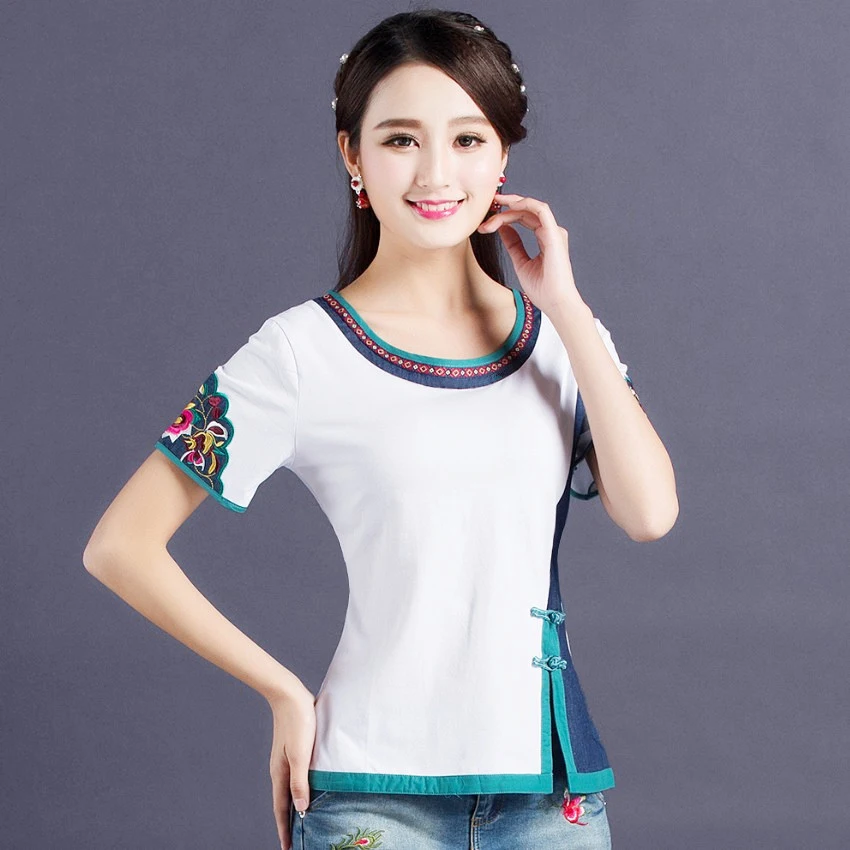 Ethnic Embroidery White T Shirt Women Patchwork Plus size Ladies Elegant 95% Cotton Bottoming Tees Shirts O neck Slim fit Tops
Ethnic Embroidery White T Shirt Women Patchwork Plus size Ladies Elegant 95% Cotton Bottoming Tees Shirts O neck Slim fit Tops