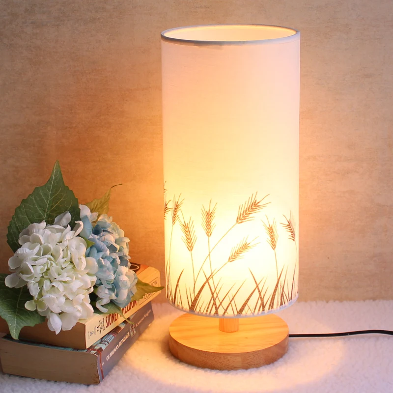 Modern simple wood bed room table lamp study room light with LED bulb E27 110v 220v free shipping