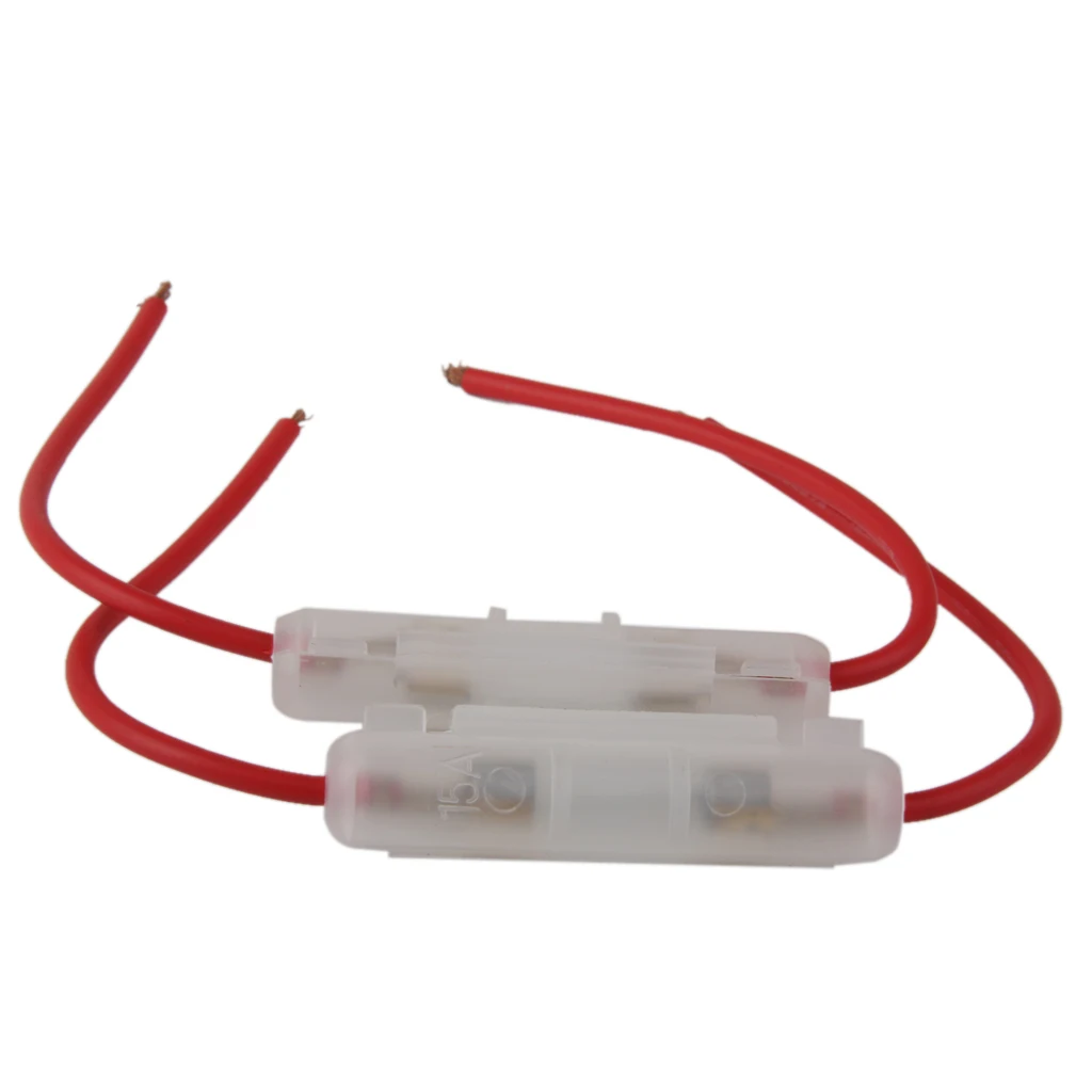 2 Pcs 15A Lead Wire Fuse Holder Box For Car Truck Motorcycle Motorbike Glass Tube Fuses 9.65″ Fuse Holder Motorcycle Accessories
