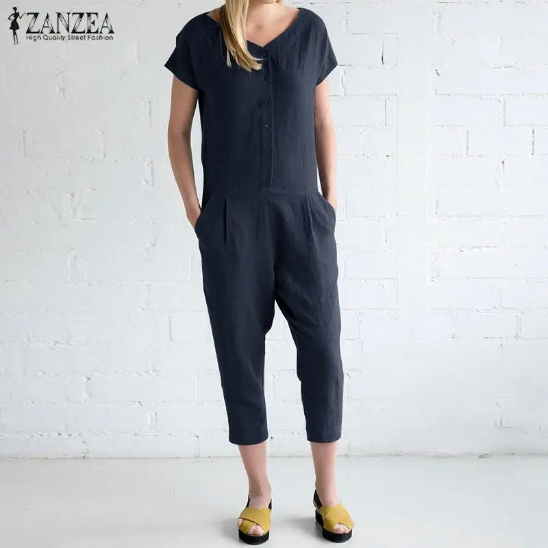 S 5XL ZANZEA Women Cotton Party Rompers 2019 Summer Solid Long Playsuit Casual Vintage Short Sleeve Work Jumpsuit Femme Overalls
S 5XL ZANZEA Women Cotton Party Rompers 2019 Summer Solid Long Playsuit Casual Vintage Short Sleeve Work Jumpsuit Femme Overalls