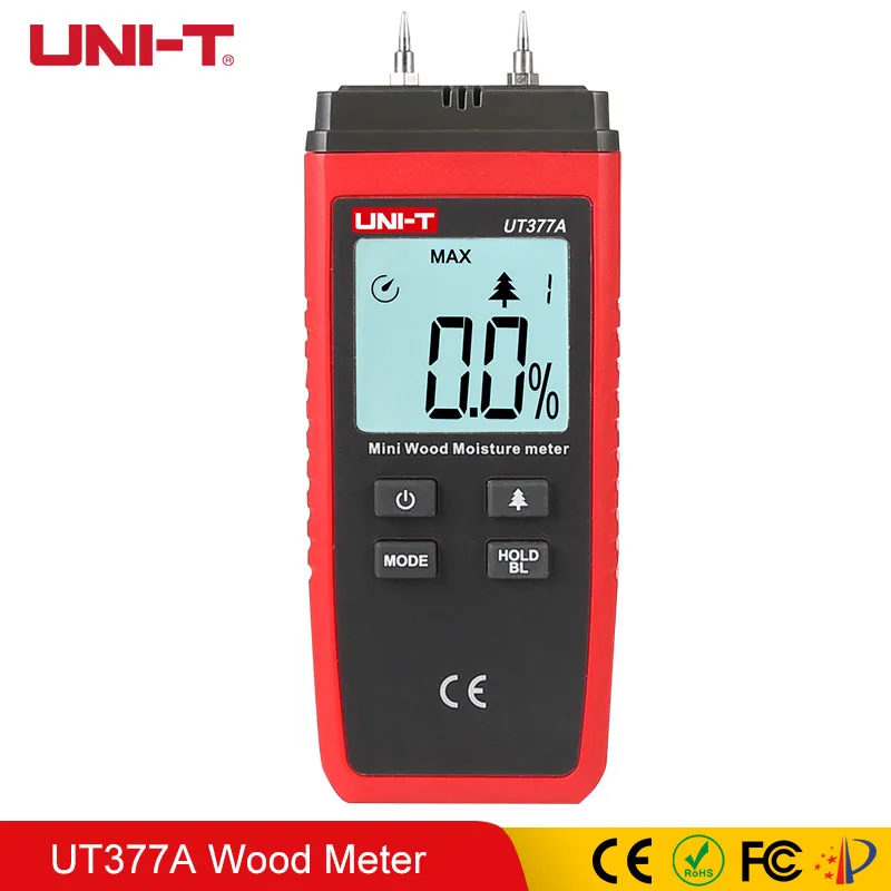 UNI-T UT377A Mini Digital Wood Moisture Meter Hygrometer Humidity Tester for Paper Plywood Wooden Materials LCD Backlight
UNI-T UT377A Mini Digital Wood Moisture Meter Hygrometer Humidity Tester for Paper Plywood Wooden Materials LCD Backlight