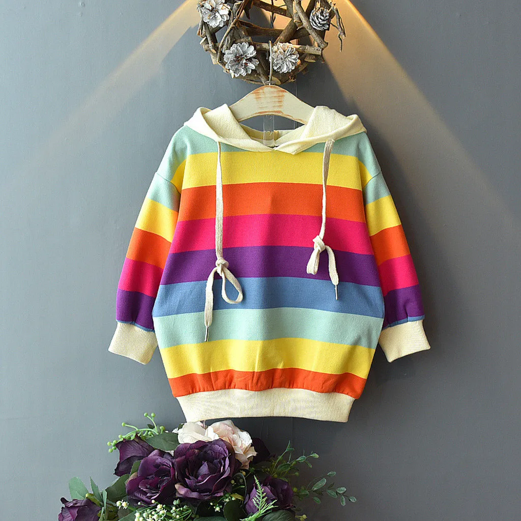 Sweatshirt For Children 2019 Autumn Long Sleeve Kid Girls rainbow Fleece Tops Fashion Hooded Sweatshirt Outwear Pullover Hoodie
Sweatshirt For Children 2019 Autumn Long Sleeve Kid Girls rainbow Fleece Tops Fashion Hooded Sweatshirt Outwear Pullover Hoodie