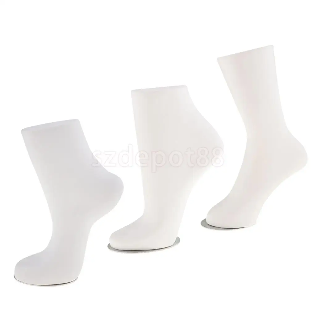 Adult Unisex PVC Mannequin Foot Anklet Socks Display, S/M/L, Black White Natural