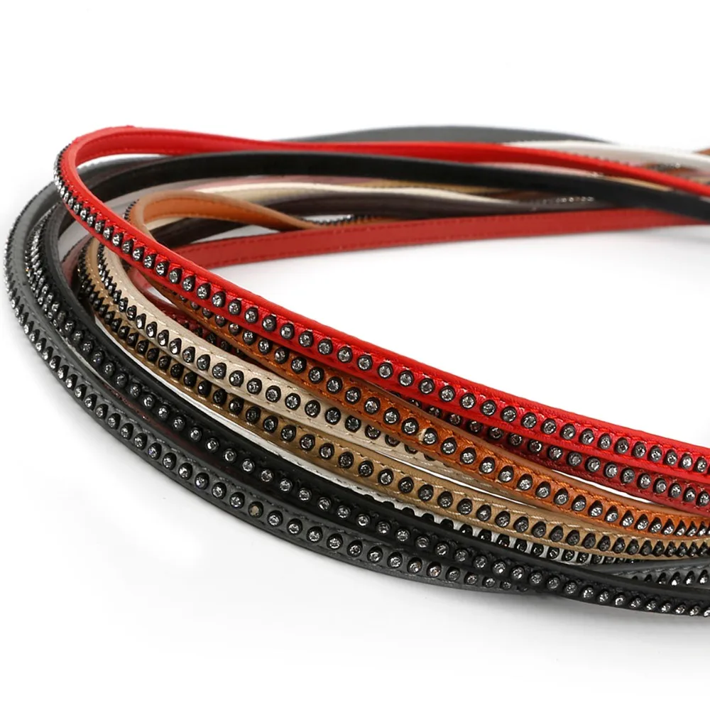 100CM DIY Handcraft Mix Colors Pu Leather Cord With Rhinestones For Bracelet Making DIY Fashion Jewelry Findings 6x3.5mm
100CM DIY Handcraft Mix Colors Pu Leather Cord With Rhinestones For Bracelet Making DIY Fashion Jewelry Findings 6x3.5mm