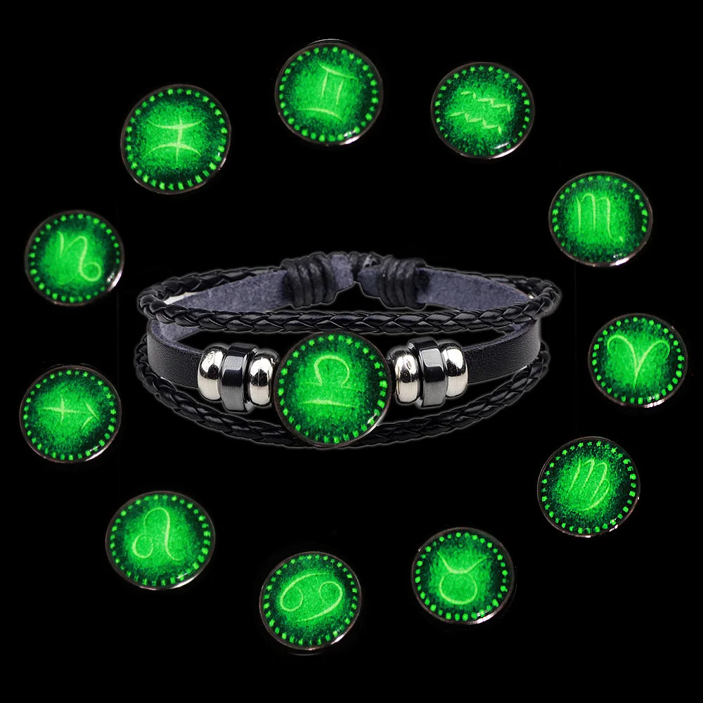 Glow in the Dark Zodiac Jewelry with Glass Cabochon 12 Constellations Pattern Charm Multilayer Bracelet Bangle for Unisex Gift
Glow in the Dark Zodiac Jewelry with Glass Cabochon 12 Constellations Pattern Charm Multilayer Bracelet Bangle for Unisex Gift