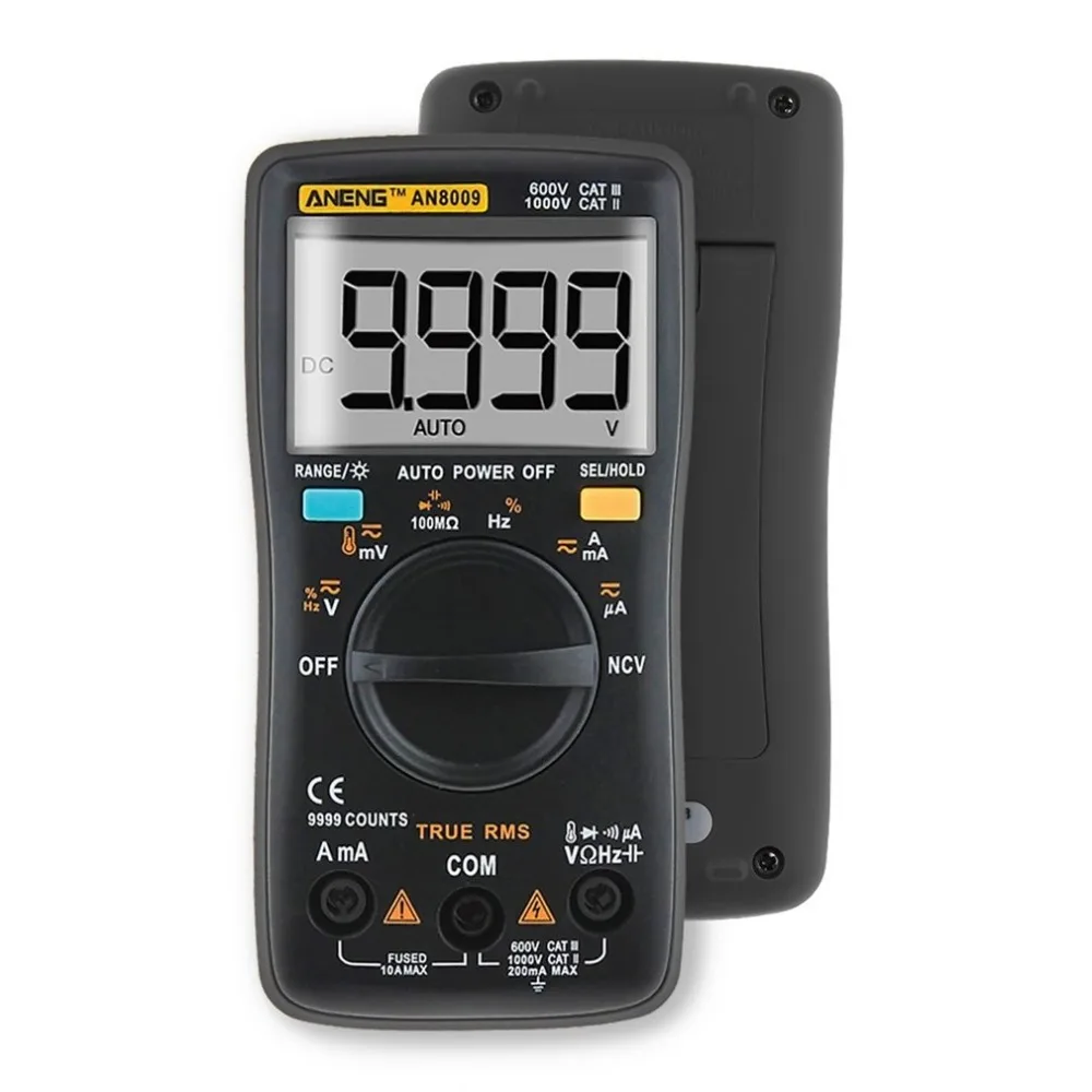 Multimeter Digital Multimeter AN8009 LCD Display Digital Multimeter 9999 Counts AC/DC Ammeter Voltmeter Ohm Meter Tester
Multimeter Digital Multimeter AN8009 LCD Display Digital Multimeter 9999 Counts AC/DC Ammeter Voltmeter Ohm Meter Tester