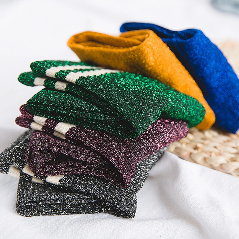 High Street Fashion Shiny Glitter Striped Women Socks New Bling Bling Shining Socks Trendy Rock Roll Sparkled Bright Color Socks
High Street Fashion Shiny Glitter Striped Women Socks New Bling Bling Shining Socks Trendy Rock Roll Sparkled Bright Color Socks