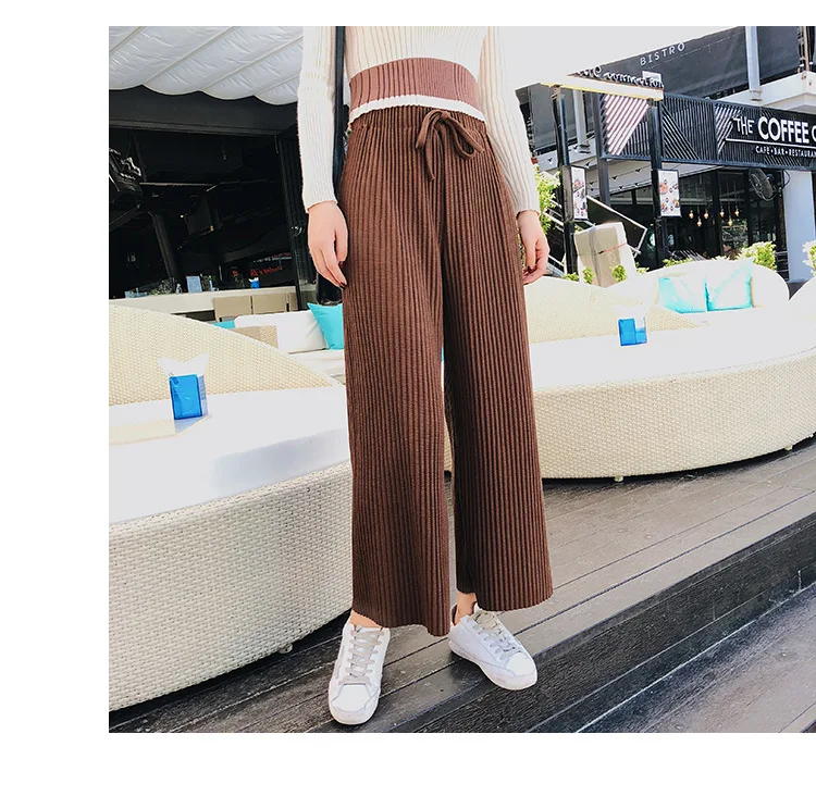 Women Free Shipping 2019 Fall And Winter College Style Korean Version Women's High Waist Wide Leg Pants Lace Knitted Trousers
Women Free Shipping 2019 Fall And Winter College Style Korean Version Women's High Waist Wide Leg Pants Lace Knitted Trousers