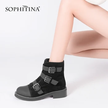 SOPHITINA Woman Hot Sale Ankle Boots Round Toe Quality Genuine Leather Boots Vintage Buckle Winter Warm Short Plush Boots M28
SOPHITINA Woman Hot Sale Ankle Boots Round Toe Quality Genuine Leather Boots Vintage Buckle Winter Warm Short Plush Boots M28