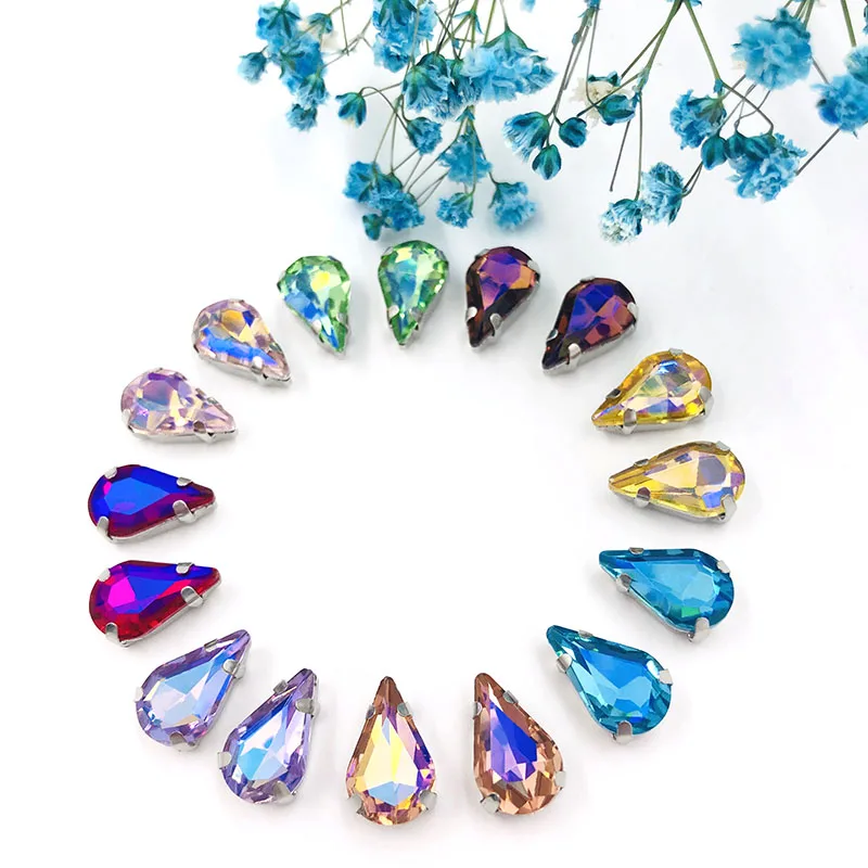 8x13mm Pear shape crystal Glass sliver base flatback sew on rhinestones for clothing Accessories
8x13mm Pear shape crystal Glass sliver base flatback sew on rhinestones for clothing Accessories