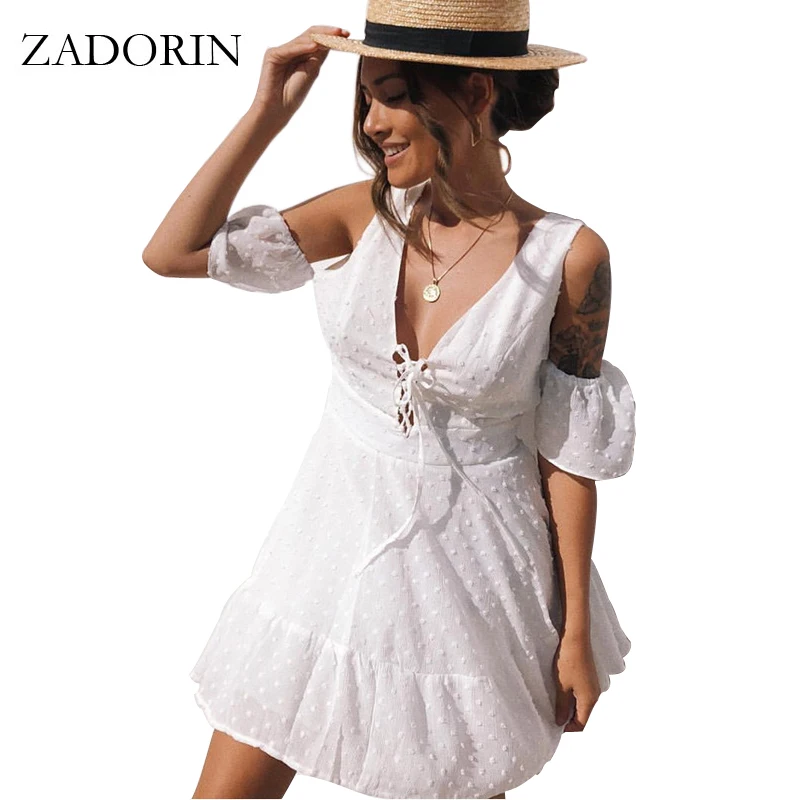 ZADORIN Summer Dress Women White Chiffon Ruffle Dress Sexy Off Shoulder Bandage Dress Party Beach Mini Dresses Vestidos
ZADORIN Summer Dress Women White Chiffon Ruffle Dress Sexy Off Shoulder Bandage Dress Party Beach Mini Dresses Vestidos