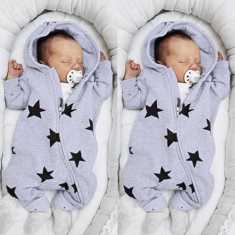 Newborn Infant Baby Girls Boys Stars Print Hooded Zipper Romper Jumpsuit Outfits Spring Brand New Fashion Newborn Jumpsuits
Newborn Infant Baby Girls Boys Stars Print Hooded Zipper Romper Jumpsuit Outfits Spring Brand New Fashion Newborn Jumpsuits