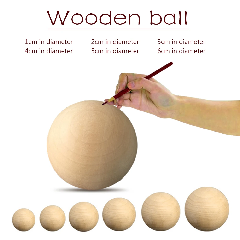 Unfinished Natural Wooden Balls Beads 100pcs Natural Hardwood Balls 1cm Dia.