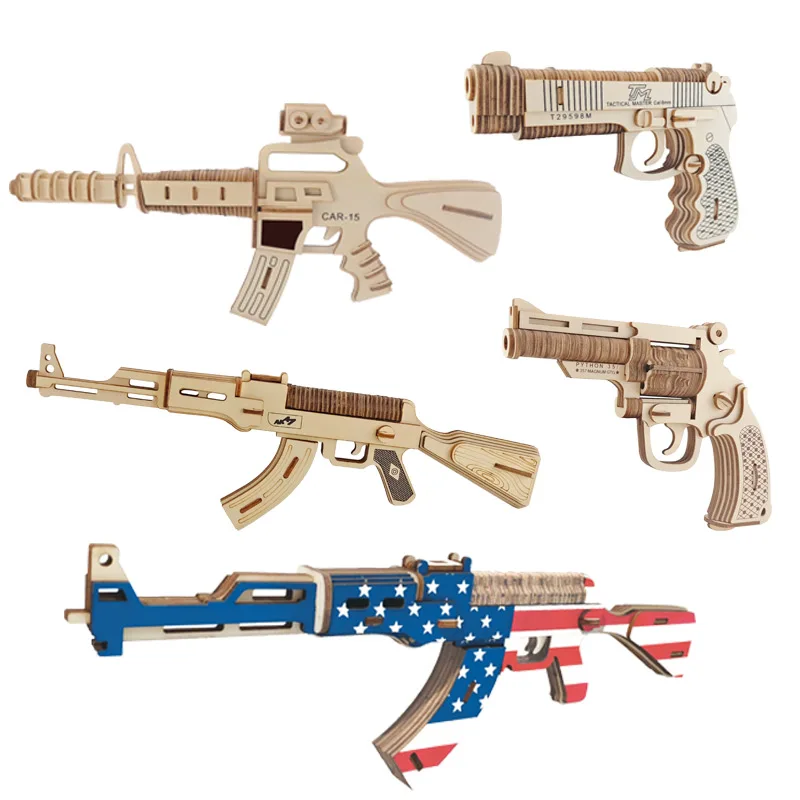 DIY AK47/M4A1/Carbines/Revolver Submachine Gun Model 3d Wooden Puzzle toy gun for Children Diy Handmade Wooden Toy For Gifts
DIY AK47/M4A1/Carbines/Revolver Submachine Gun Model 3d Wooden Puzzle toy gun for Children Diy Handmade Wooden Toy For Gifts