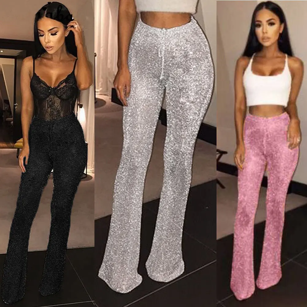 Women Sexy High Waist Sequin Flare Pants Ladies Fashion Stretch Bottoms Wide Leg Flared Pants Female Party Club Trousers
Women Sexy High Waist Sequin Flare Pants Ladies Fashion Stretch Bottoms Wide Leg Flared Pants Female Party Club Trousers