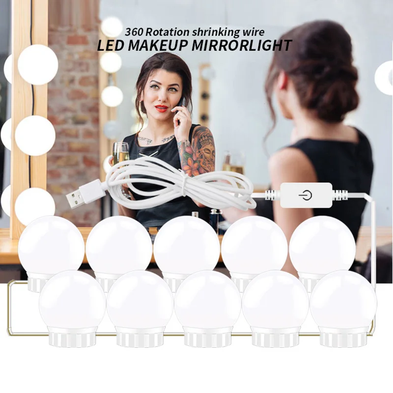 LED Makeup Mirror Light Bulb Hollywood Vanity Lights Stepless Touch Dimmable Wall Lamp 2/6/10/14Bulbs Kit for Dressing Table 5V
LED Makeup Mirror Light Bulb Hollywood Vanity Lights Stepless Touch Dimmable Wall Lamp 2/6/10/14Bulbs Kit for Dressing Table 5V