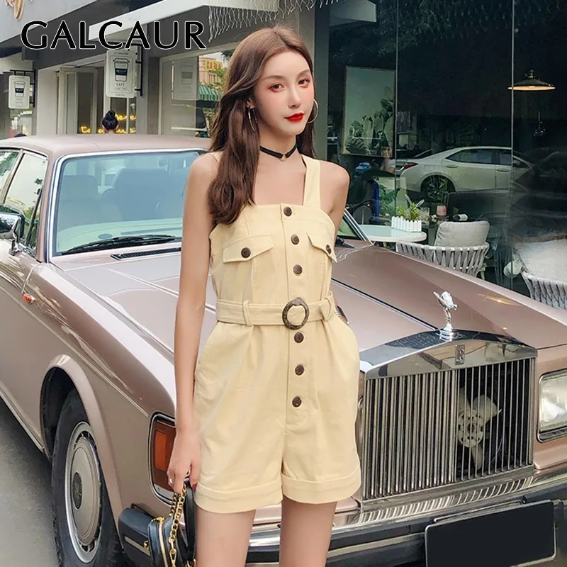 GALCAUR Summer Casual Solid Wide Leg Women Playsuits Spaghetti Strap High Waist Slim Button Pockets Female Playsuits 2019 New
GALCAUR Summer Casual Solid Wide Leg Women Playsuits Spaghetti Strap High Waist Slim Button Pockets Female Playsuits 2019 New