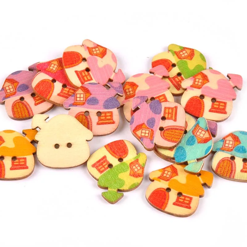 25Pcs Random Mixed Painted Cute House 2 Holes Wooden Buttons For Clothing Sewing Crafts Scrapbooking Accessories 24x21mm M0961
25Pcs Random Mixed Painted Cute House 2 Holes Wooden Buttons For Clothing Sewing Crafts Scrapbooking Accessories 24x21mm M0961