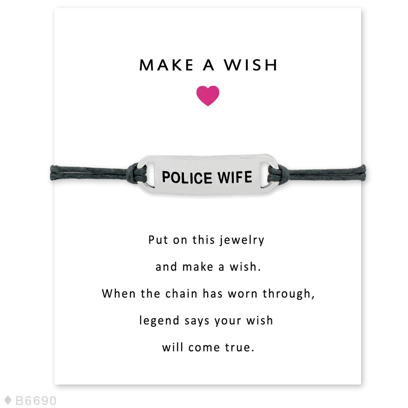 Custom- Silver Police Wife Wish Card Bracelet for Women Girls Adjustable Friendship Bracelets Statement Gray With Card
Custom- Silver Police Wife Wish Card Bracelet for Women Girls Adjustable Friendship Bracelets Statement Gray With Card
