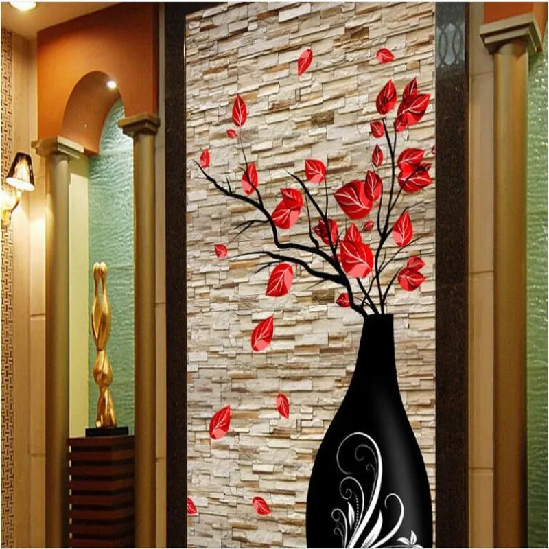 beibehang Custom large - scale murals 3D stereo vases Brick wall flower entrance wall wallpaper non - woven papel de parede 
beibehang Custom large - scale murals 3D stereo vases Brick wall flower entrance wall wallpaper non - woven papel de parede