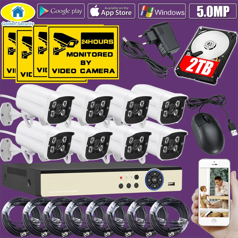 Golden Security 8CH DVR Kit 5.0MP HD CCTV AHD Camera Surveillance 1080P HDMI Video Security Camera System Video Cable 1TB 2TB
Golden Security 8CH DVR Kit 5.0MP HD CCTV AHD Camera Surveillance 1080P HDMI Video Security Camera System Video Cable 1TB 2TB