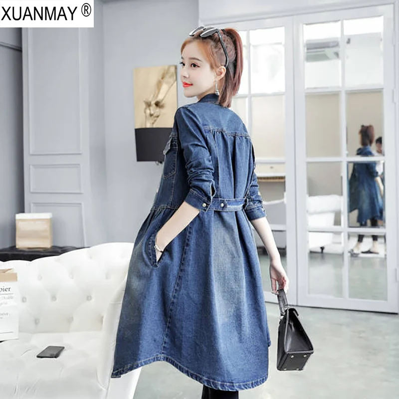 Women's denim Jacket Korean long style Casual denim Jacket dark blue denim fabric spring button cardigan Jacket female
Women's denim Jacket Korean long style Casual denim Jacket dark blue denim fabric spring button cardigan Jacket female