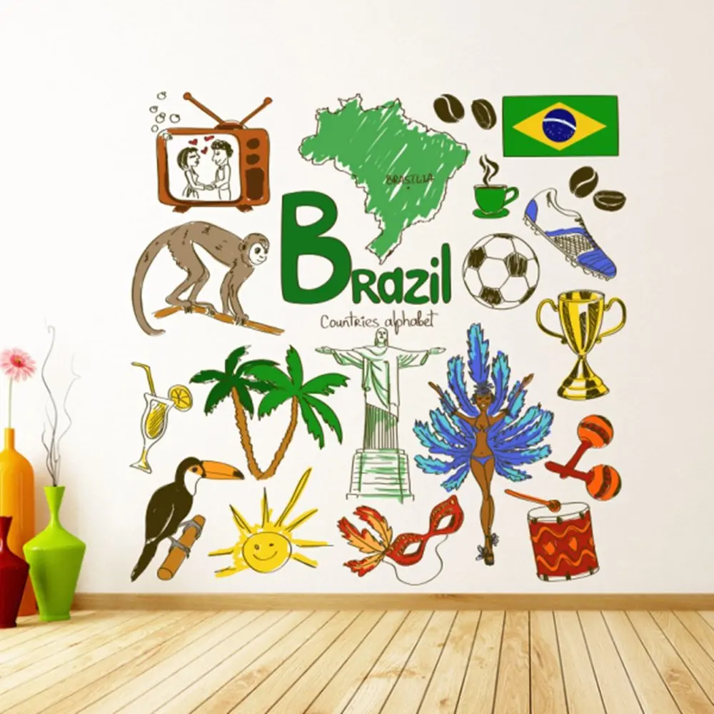 Brazil Brasil Countries Alphabet Wall Sticker Wedding Decor Vinyl Waterproof Wall PVC Sticker Wallpaper Decal Removable
Brazil Brasil Countries Alphabet Wall Sticker Wedding Decor Vinyl Waterproof Wall PVC Sticker Wallpaper Decal Removable