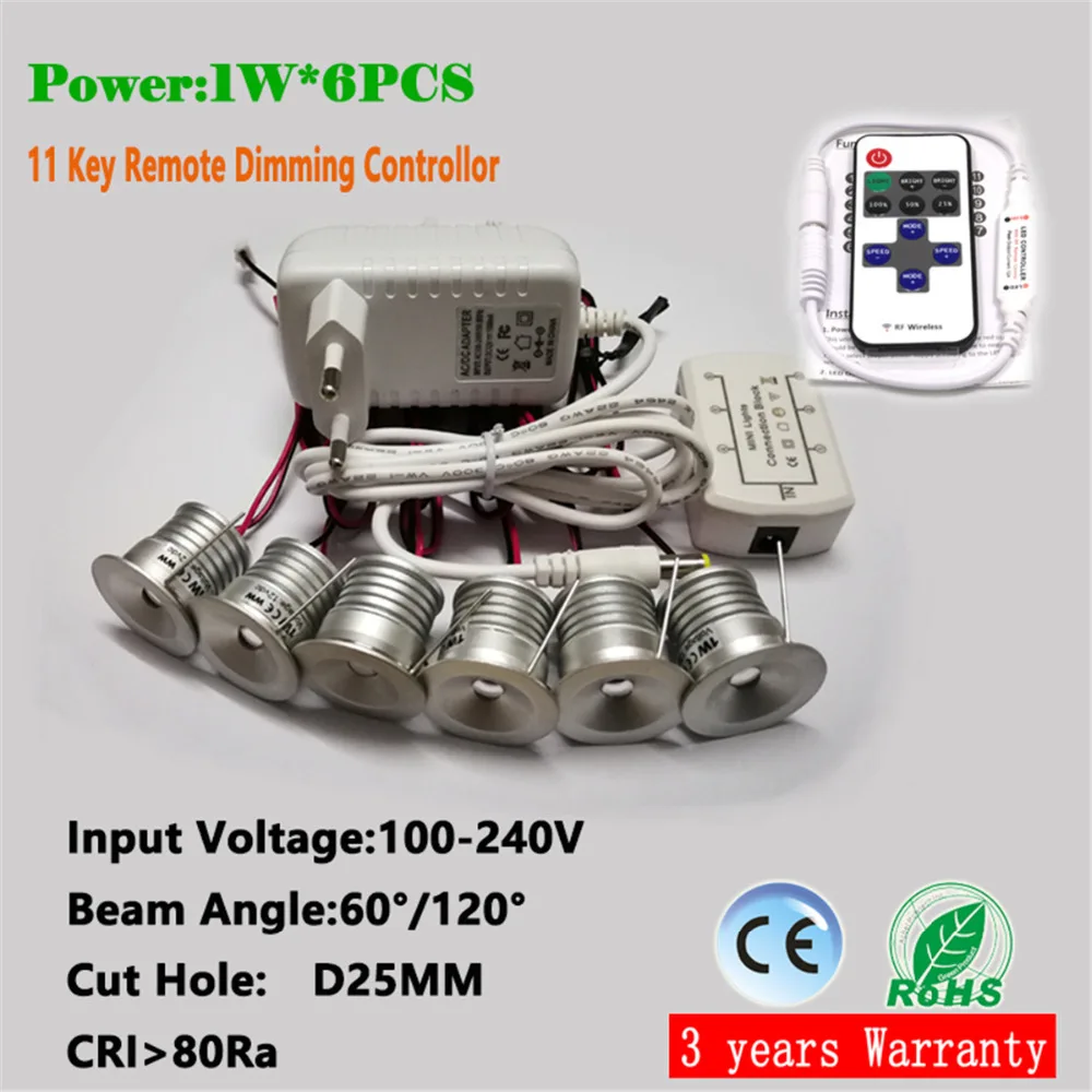 1W Recessed Led Spotlight, AC100-240V Input Mini Modern Cabinet Light, 60D/120D 25mm Cutout Downlight Dimmable Warranty 6pcs/set
1W Recessed Led Spotlight, AC100-240V Input Mini Modern Cabinet Light, 60D/120D 25mm Cutout Downlight Dimmable Warranty 6pcs/set
