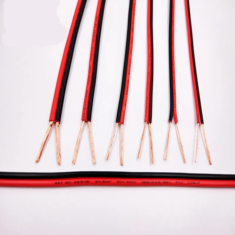 Red and black pure copper 2-core cable, double-color parallel line, power line, led horn RVB sheath line
Red and black pure copper 2-core cable, double-color parallel line, power line, led horn RVB sheath line