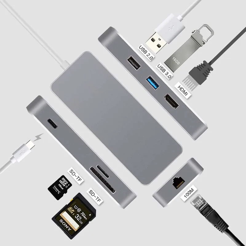 Thunderbolt 3 Dock USB HUB Type-c to HDMI Ethernet RJ45 Adapter Multi USB 3.0 USB C Charge TF SD Card for Macbook Pro USB C HUB
Thunderbolt 3 Dock USB HUB Type-c to HDMI Ethernet RJ45 Adapter Multi USB 3.0 USB C Charge TF SD Card for Macbook Pro USB C HUB