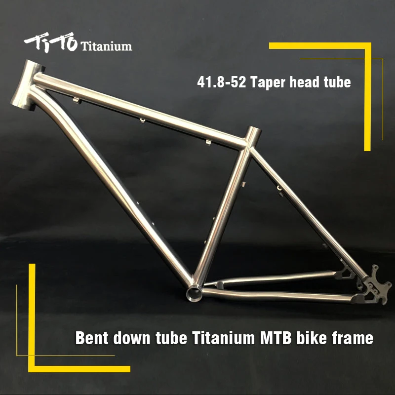 

FREE SHIPPING !!! TiTo Titanium MTB bike frame 26``27.5``29``ONE -PIECE tail hook and bent down tube 41.8-52 head tube bicycle