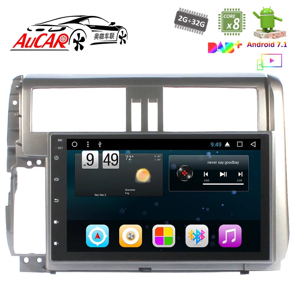 Android 7 1 9 "GPS навигационная система для Toyota Prado 2010-2013 Восьмиядерный 1024*600 радио с