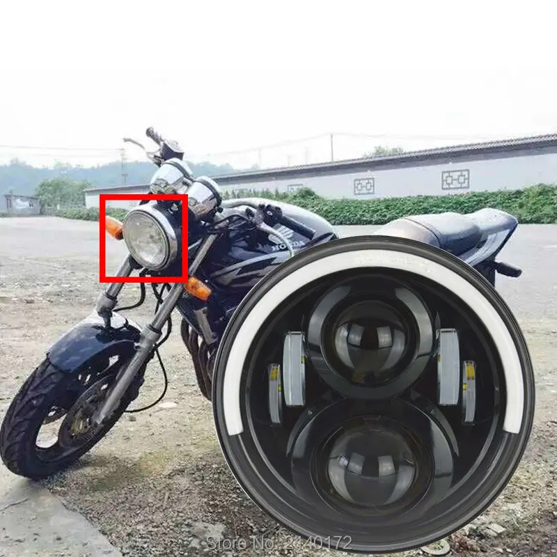 7 Inch Motorcycle LED Headlight High/Low Beam With Angel Eyes For Honda CB400 500 1300 Hornet 250 600 900 VTECVTR250 |