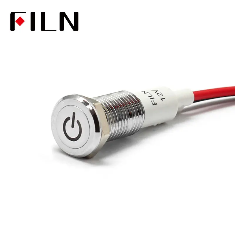 FILN 10mm Car dashboard power symbol silver led red yellow white blue green 12v led indicator light with 20cm cable
FILN 10mm Car dashboard power symbol silver led red yellow white blue green 12v led indicator light with 20cm cable