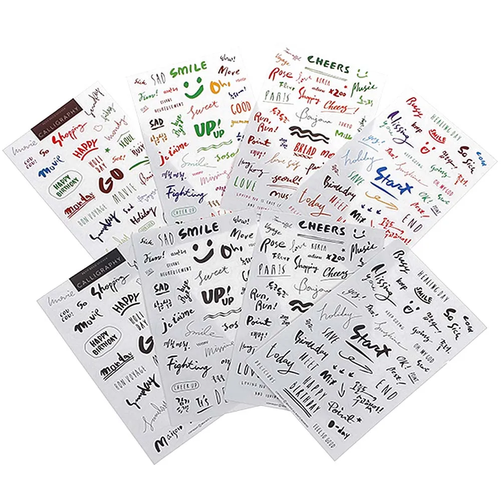 New 8 Sheets Creative Art Word Sticker Diary Stickers Planner Stickers Sticky Decorative Notes Stationery Products
New 8 Sheets Creative Art Word Sticker Diary Stickers Planner Stickers Sticky Decorative Notes Stationery Products