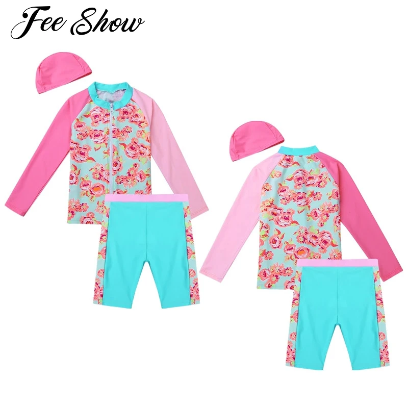 3PCS Kids Girls Tankini Long Sleeves Flower Printed Swimsuit Tops with Shorts Swimming Cap Set Swimwear Bathing Suit Rash Guard
3PCS Kids Girls Tankini Long Sleeves Flower Printed Swimsuit Tops with Shorts Swimming Cap Set Swimwear Bathing Suit Rash Guard