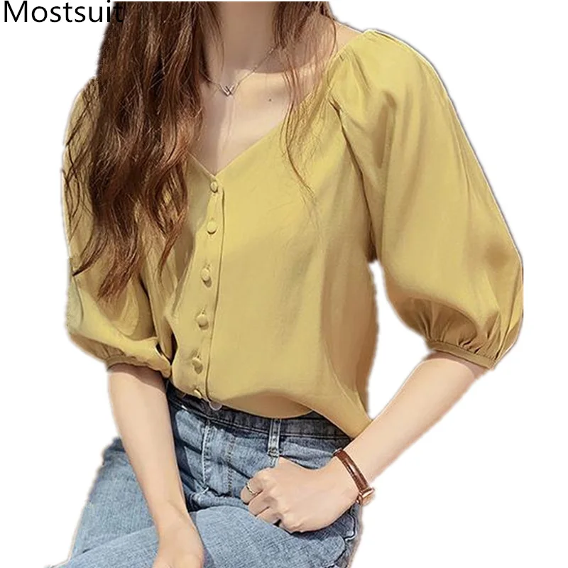 M-4xl Summer Chiffon Blusas Femininas Women Plus Size V-neck Lantern Sleeve Korean Elegant Loose Blouses Tops White Yellow Green
M-4xl Summer Chiffon Blusas Femininas Women Plus Size V-neck Lantern Sleeve Korean Elegant Loose Blouses Tops White Yellow Green