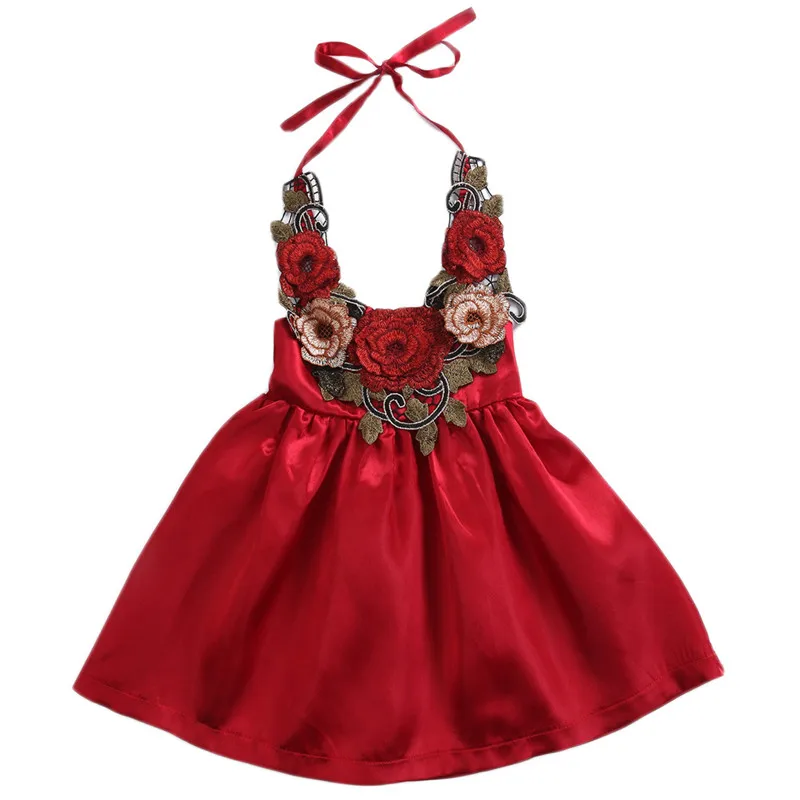 Фото Pudcoco/Брендовое платье для маленьких девочек с вышитыми цветами праздничное