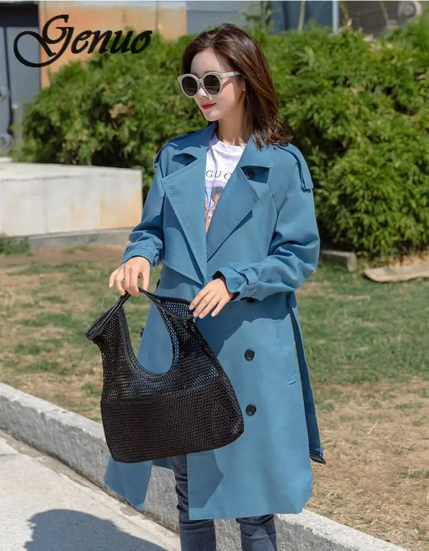 Windbreaker Female 2019 Spring Autumn new Korean leisure chic loose ladies harbor wind Long Trench Coat for women blue
Windbreaker Female 2019 Spring Autumn new Korean leisure chic loose ladies harbor wind Long Trench Coat for women blue