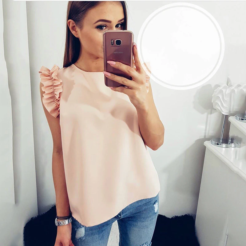 2019 Summer Fashion Women's Solid Color O Collar Butterfly Sleeve Loose Blouse Chiffon Casual Shirts Sleeveless Tops
2019 Summer Fashion Women's Solid Color O Collar Butterfly Sleeve Loose Blouse Chiffon Casual Shirts Sleeveless Tops