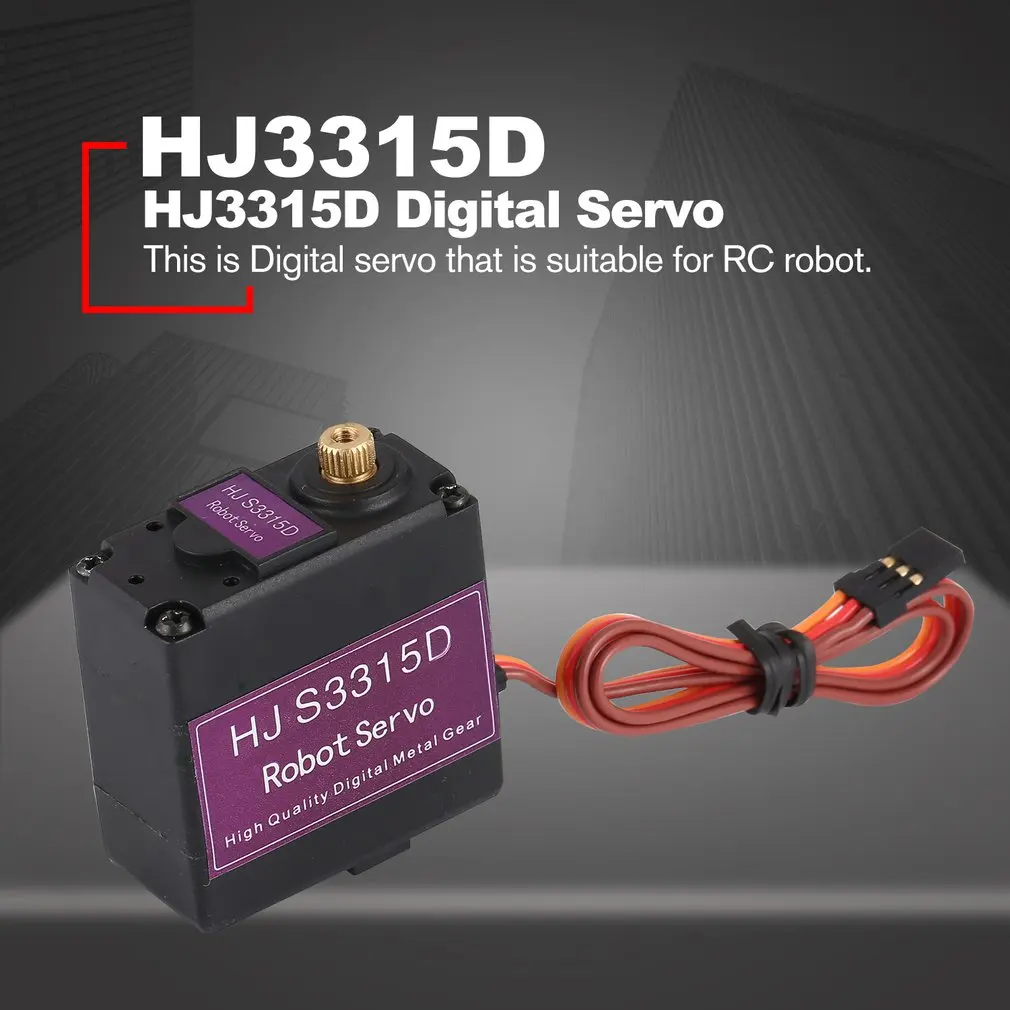 HJ3315D 15kg Steering Digital Metal Gear Servo with Alloy U Bracket 90/180/300 degrees High Torque for RC Robot DIY
HJ3315D 15kg Steering Digital Metal Gear Servo with Alloy U Bracket 90/180/300 degrees High Torque for RC Robot DIY